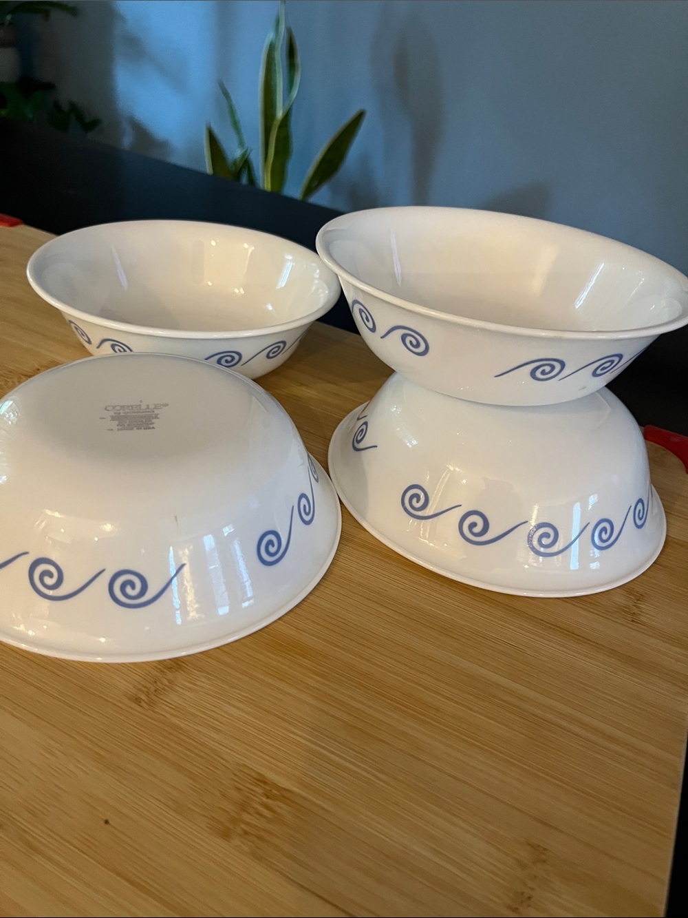 4 Pc Corelle Corningware Oceanview Cereal Bowls 6.25"
